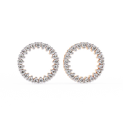 0.38 Carat Open Circle Round Halo Diamond Stud Earrings 18K Rose Gold Natural Diamond