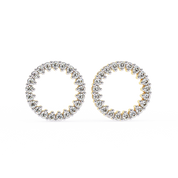 0.38 Carat Open Circle Round Halo Diamond Stud Earrings