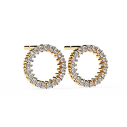 0.38 Carat Open Circle Round Halo Diamond Stud Earrings 18K Yellow Gold Natural Diamond