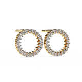 0.38 Carat Open Circle Round Halo Diamond Stud Earrings