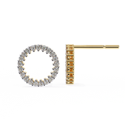 0.38 Carat Open Circle Round Halo Diamond Stud Earrings
