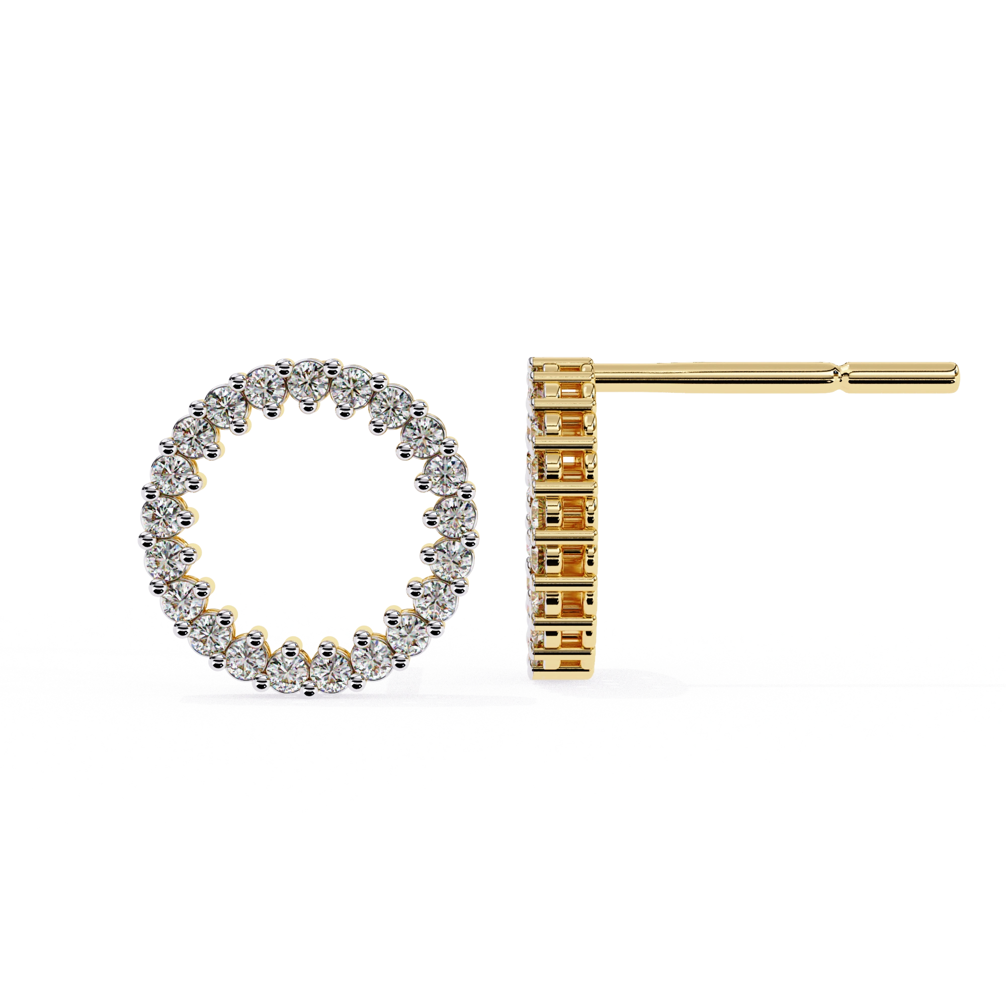 0.38 Carat Open Circle Round Halo Diamond Stud Earrings