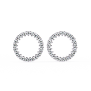 0.38 Carat Open Circle Round Halo Diamond Stud Earrings 950 Platinum Natural Diamond