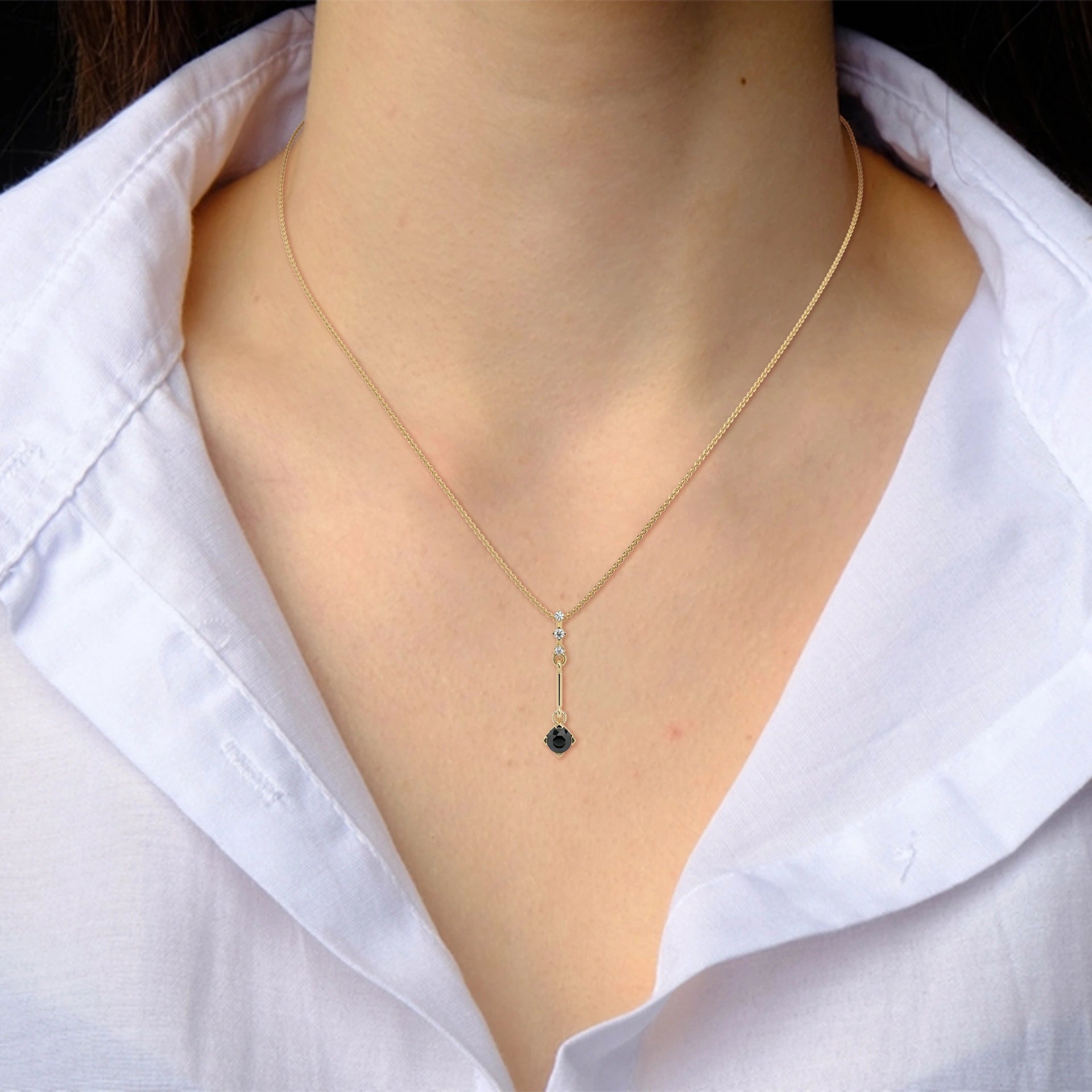 0.38 Ct T.W.T Black Diamond Pendant Necklace in Yellow Gold