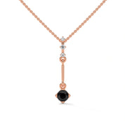 0.38 Ct T.W.T Black Diamond Pendant Necklace in Yellow Gold 18K Rose Gold
