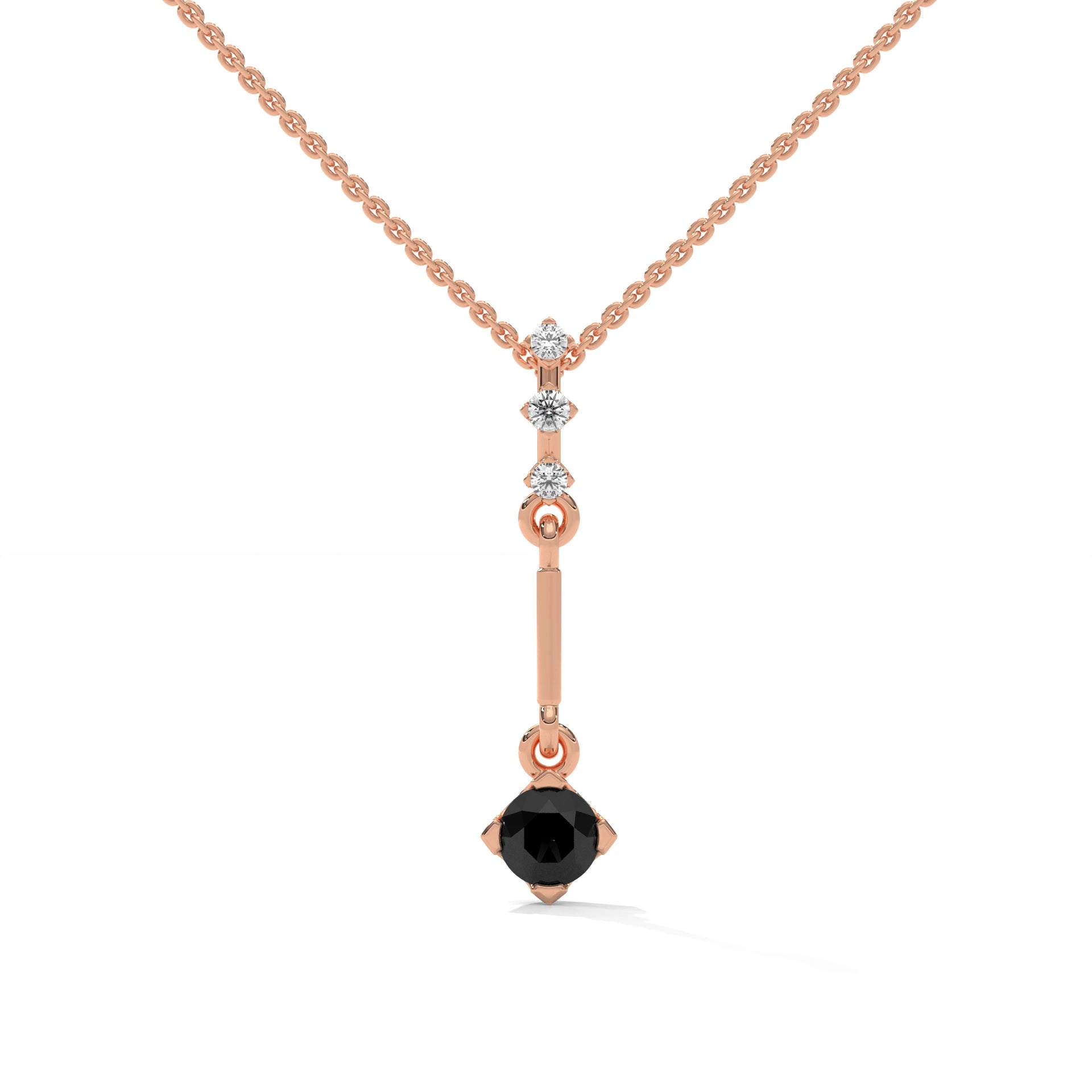 0.38 Ct T.W.T Black Diamond Pendant Necklace in Yellow Gold 18K Rose Gold
