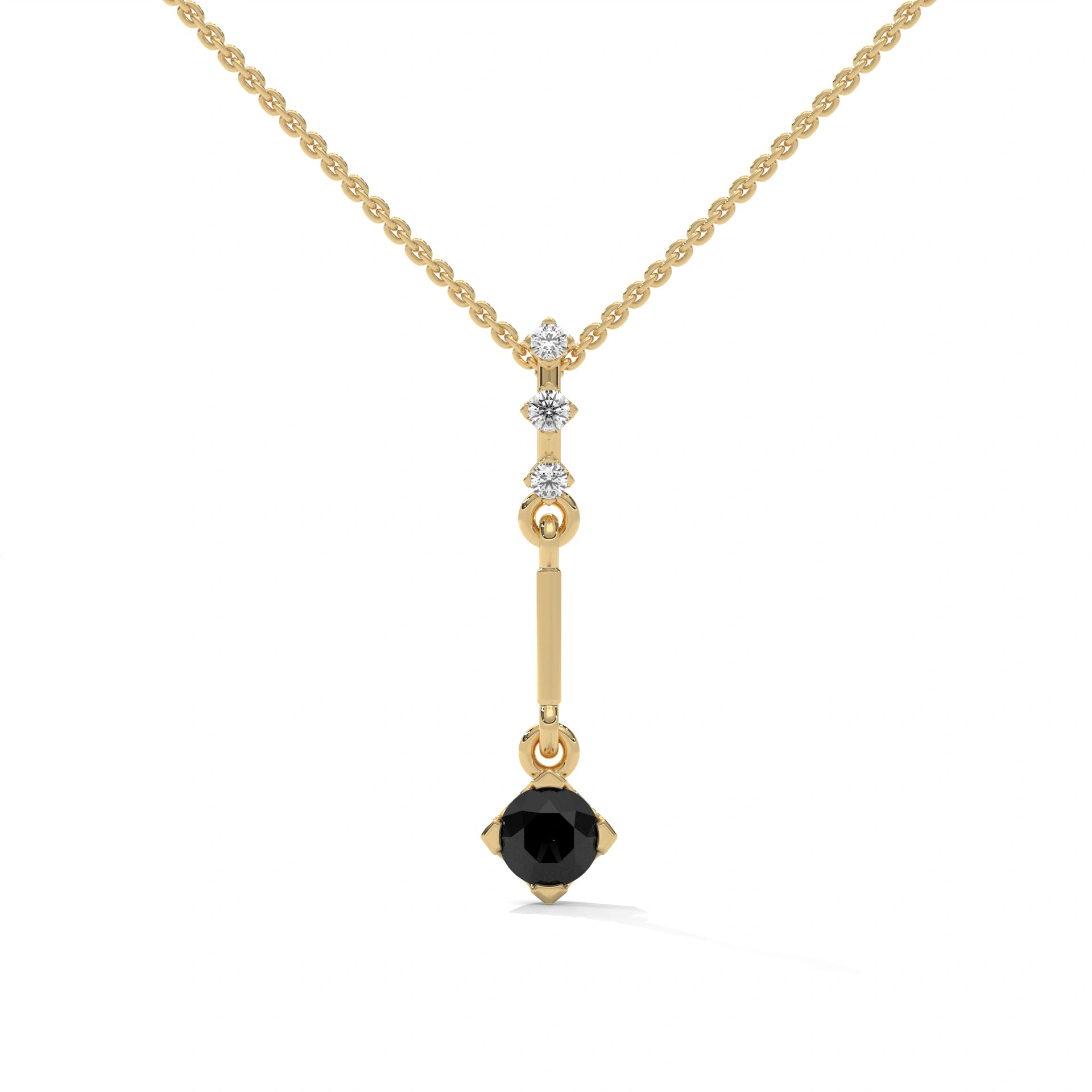 0.38 Ct T.W.T Black Diamond Pendant Necklace in Yellow Gold 18K Yellow Gold