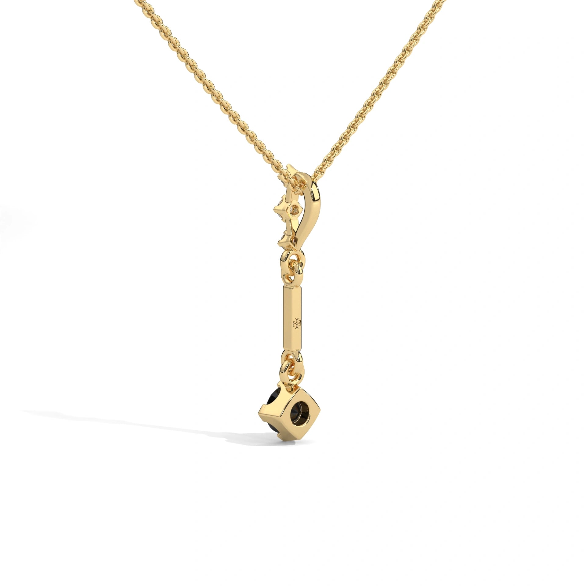 0.38 Ct T.W.T Black Diamond Pendant Necklace in Yellow Gold