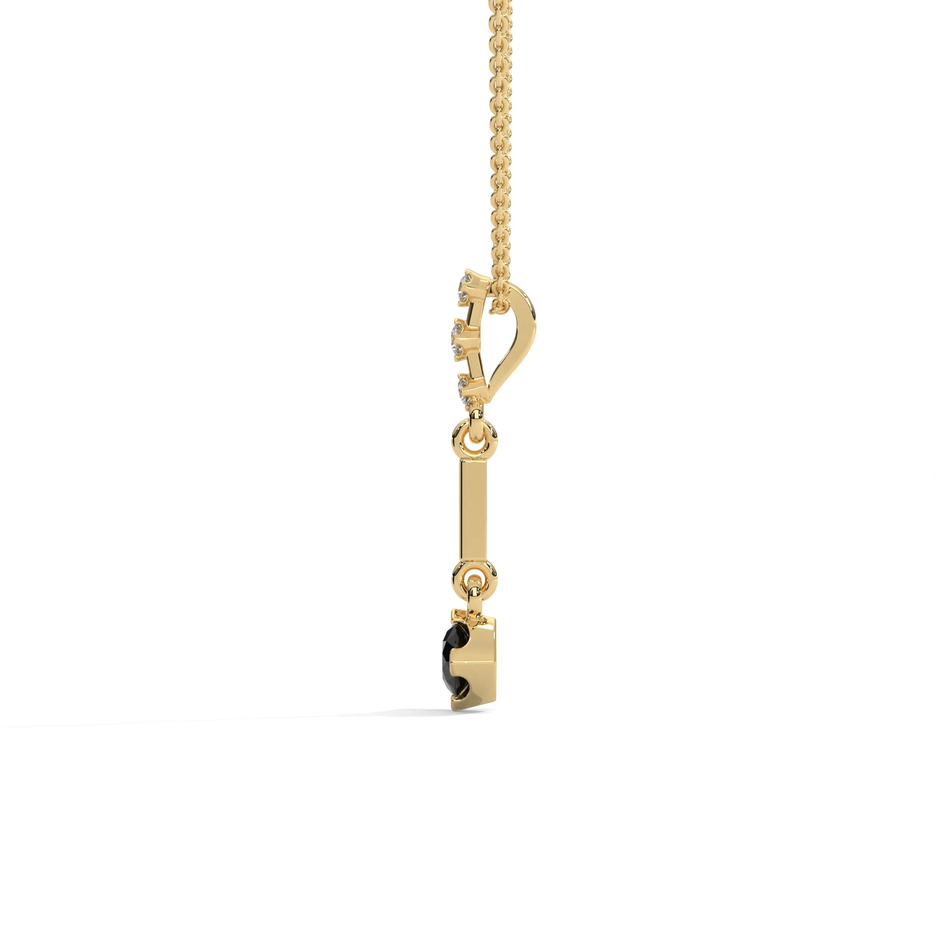 0.38 Ct T.W.T Black Diamond Pendant Necklace in Yellow Gold