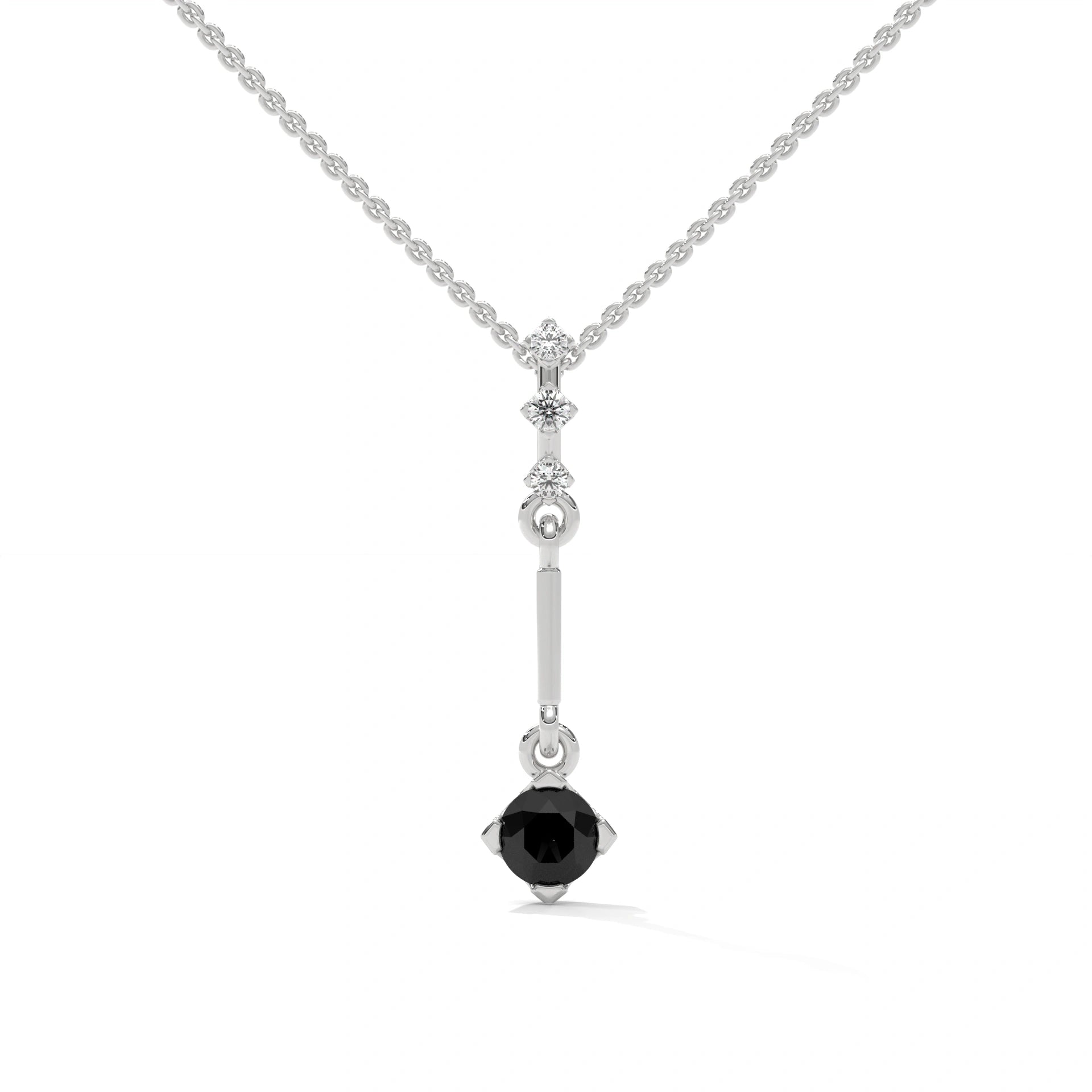 0.38 Ct T.W.T Black Diamond Pendant Necklace in Yellow Gold