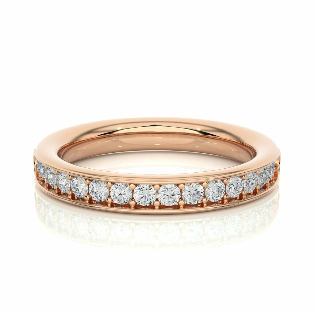 0.40 Ct Round Shaped Channel Set Lab Diamond Half Eternity Band in White Gold Rose
