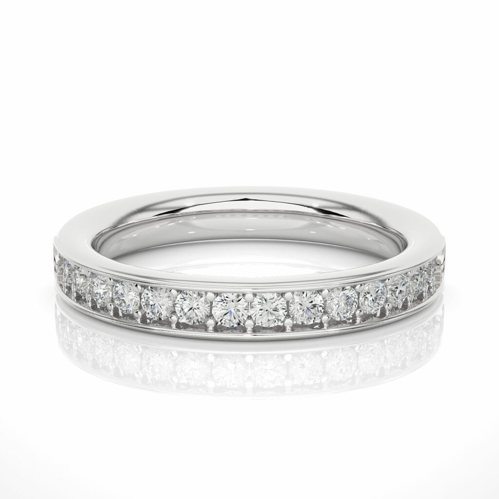 0.40 Ct Round Prong Setting Diamond Half Eternity Wedding Band in Rose Gold White