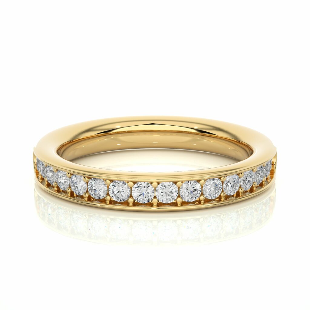 0.35 Ct Round Shaped Channel Set Lab Diamond Wedding Band in White Gold Yellow