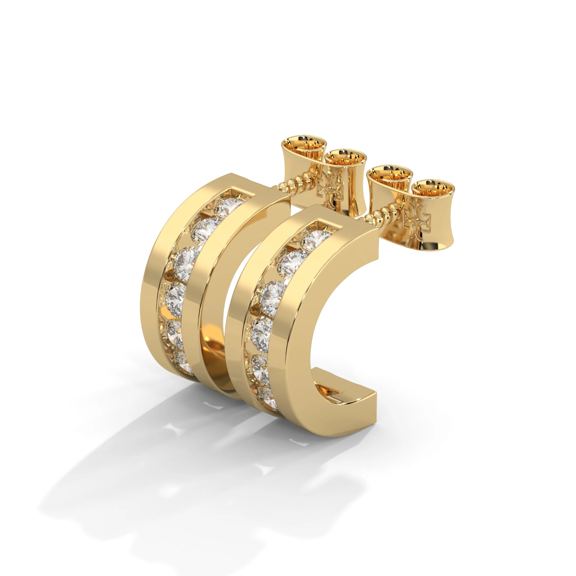 0.40 Carat Huggie Hoop Earrings in Yellow Gold