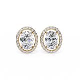 3.20 Carat Oval Diamond Halo Stud Earrings in Gold