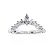 0.40 Carat Round Cut Curved Diamond Wedding Band In White Gold 950 Platinum Natural Diamond Diamond Wedding Bands