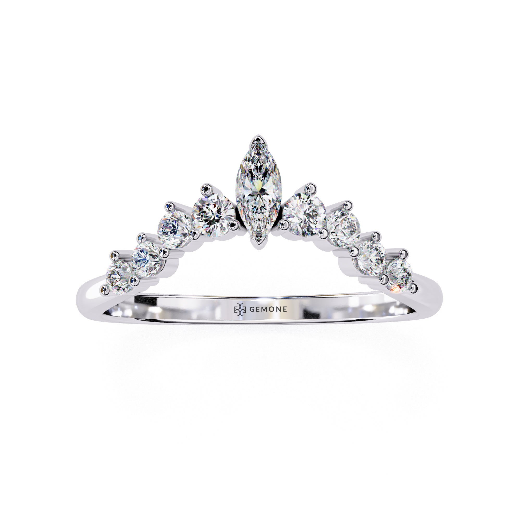 0.40 Carat Round Cut Curved Diamond Wedding Band In White Gold 950 Platinum Natural Diamond Diamond Wedding Bands