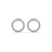 0.42 Ct TWT Round Diamond Halo Platinum & Gold Stud Earrings 950 Platinum Natural Diamond