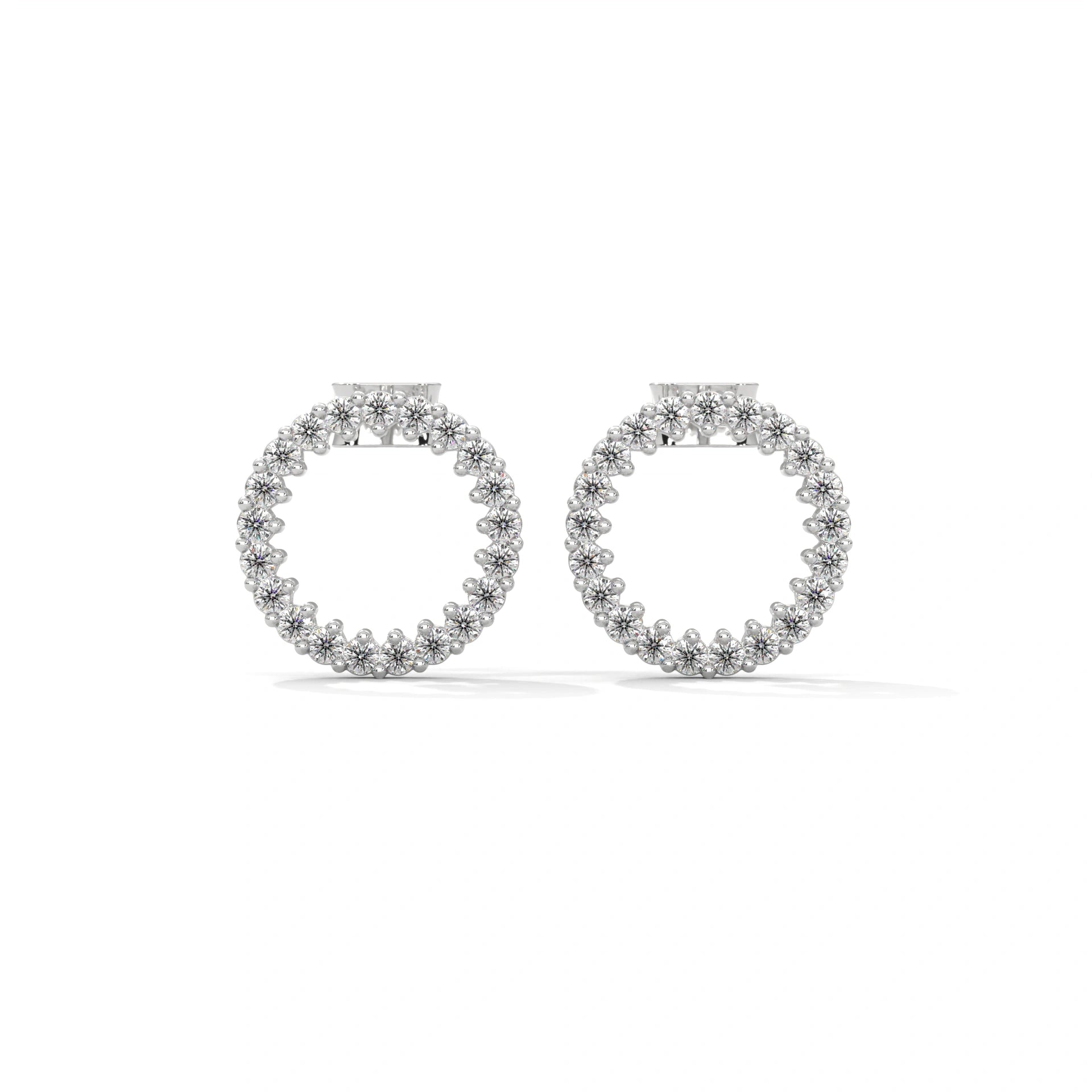 0.42 Ct TWT Round Diamond Halo Platinum & Gold Stud Earrings 950 Platinum Natural Diamond