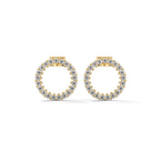 0.42 Ct TWT Round Diamond Halo Platinum & Gold Stud Earrings 18K Yellow Gold Natural Diamond