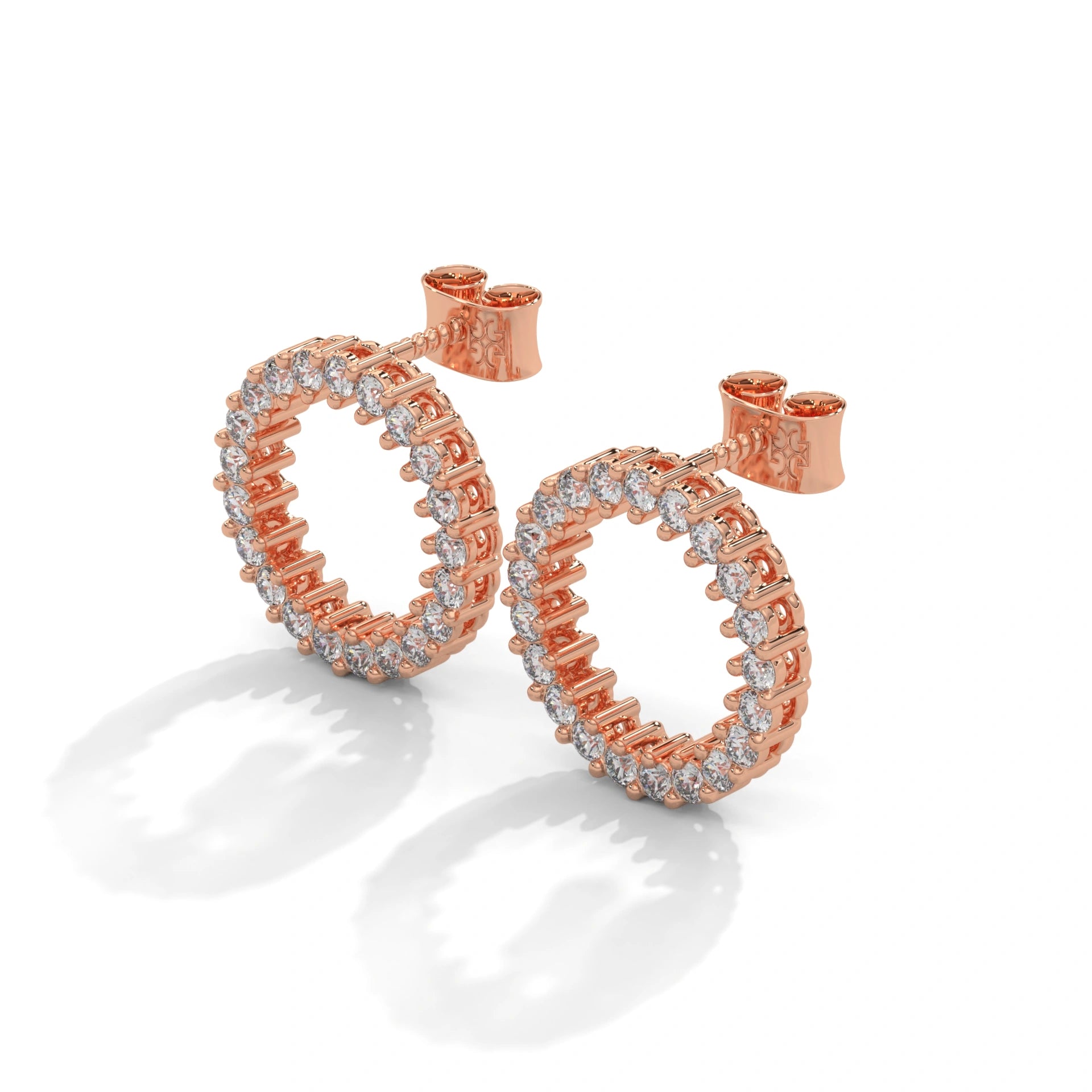 0.42 Ct TWT Round Diamond Halo Platinum & Gold Stud Earrings