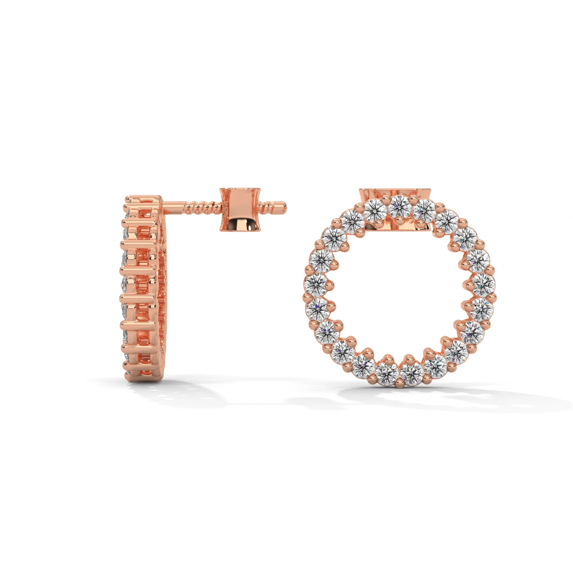 0.42 Ct TWT Round Diamond Halo Platinum & Gold Stud Earrings