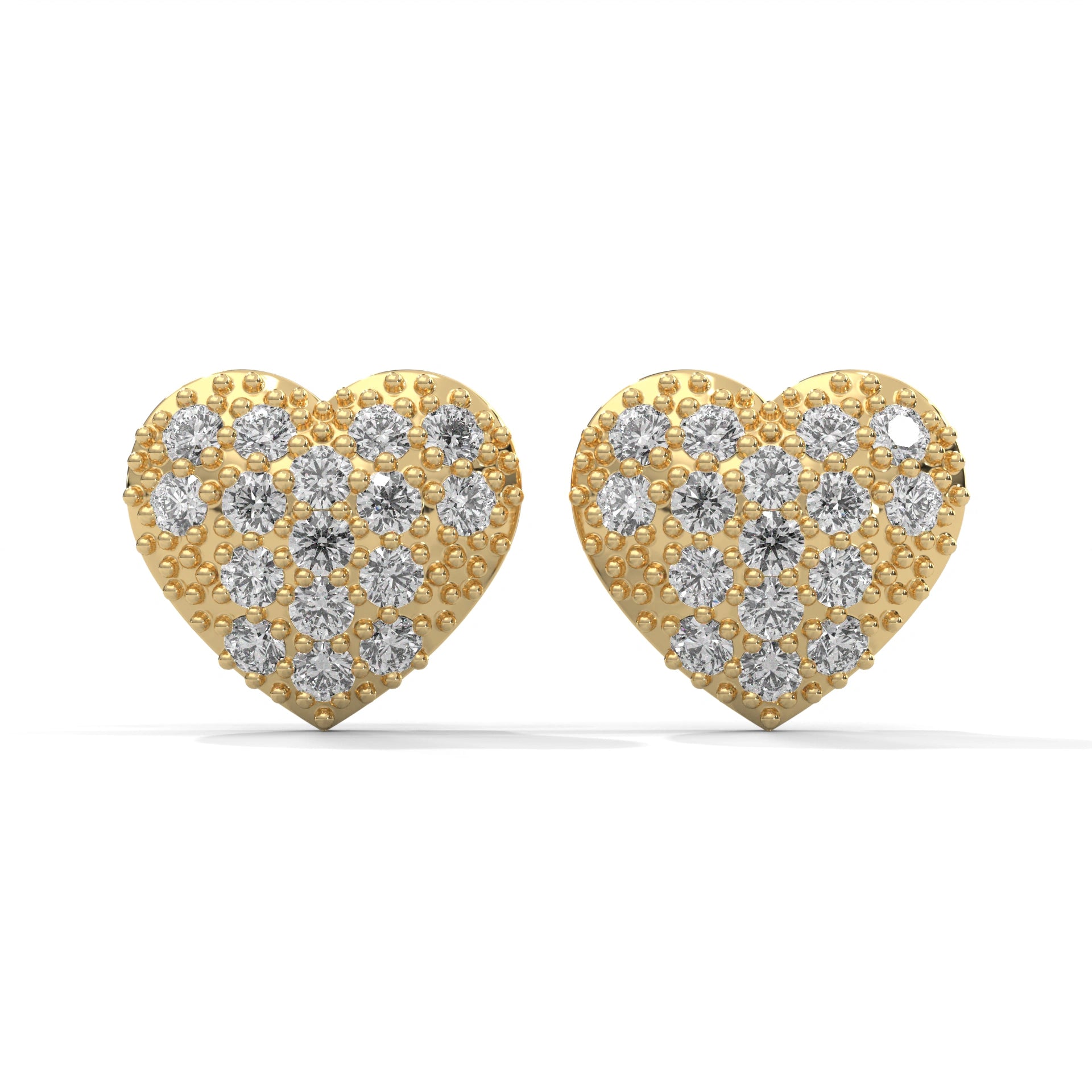 0.44 Carat Diamond Heart Earrings with Lab Grown Diamonds 18K Yellow Gold Natural Diamond
