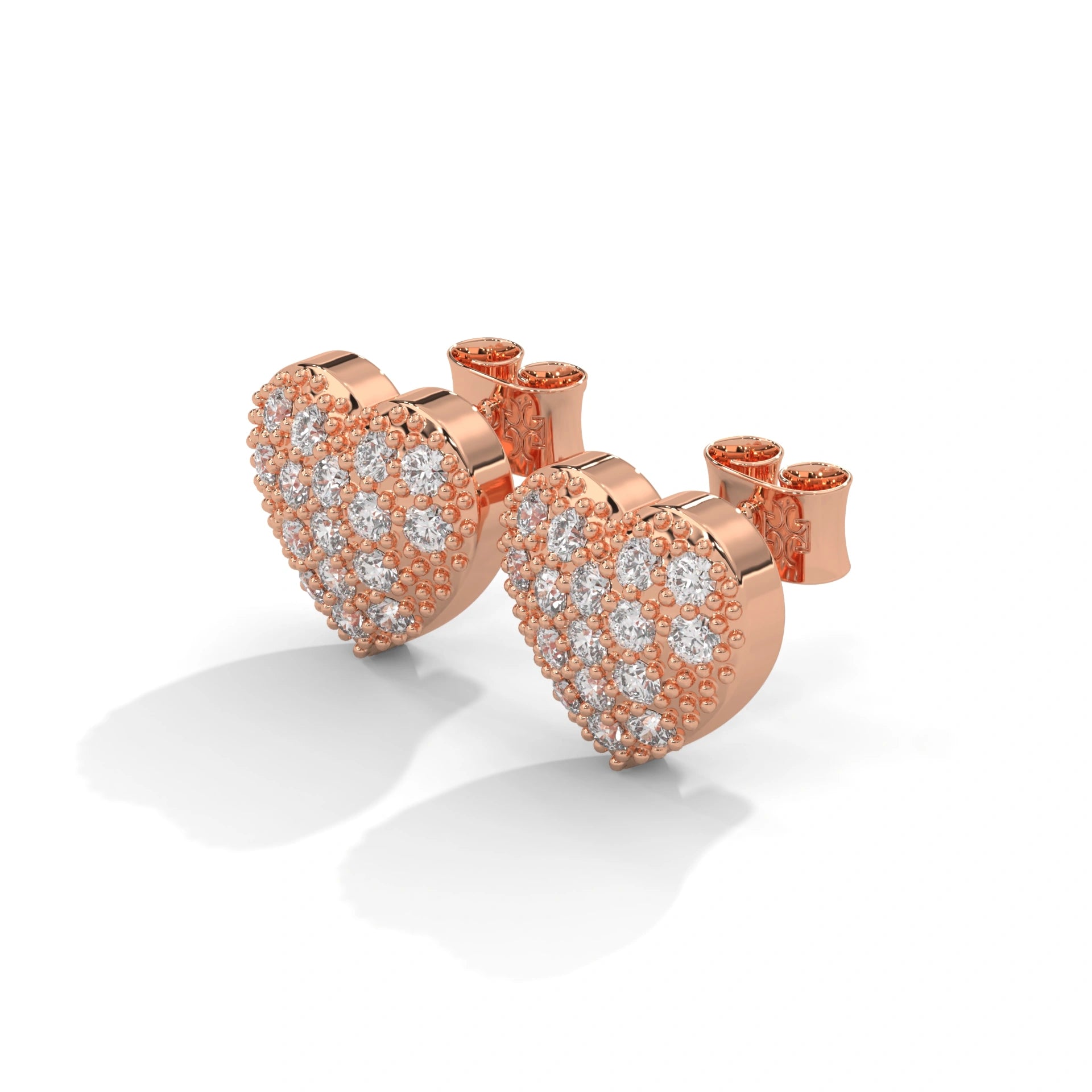 0.44 Carat Heart Earrings in Rose Gold with Lab Grown Diamonds