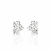 0.47 Ct Three Round Prong Setting Diamond Stud Earrings 950 Platinum Natural Diamond