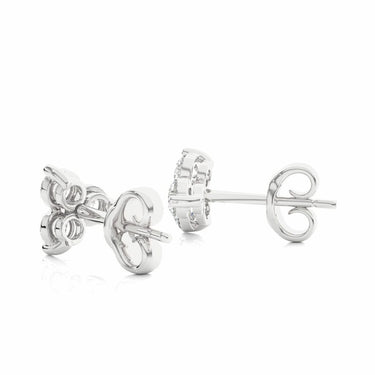 0.90 Ct Round Cut Prong Set 3 Stone Lab Diamond Stud Earrings in White Gold