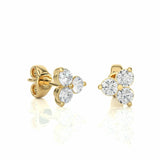 0.45 Ct Three Round Prong Setting Lab Diamond Stud Earrings in Yellow Gold