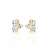 0.45 Ct Three Round Prong Setting Lab Diamond Stud Earrings in Yellow Gold