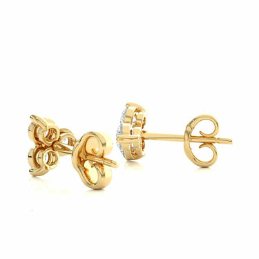 0.45 Ct Three Round Diamond Stud Earrings in Yellow Gold