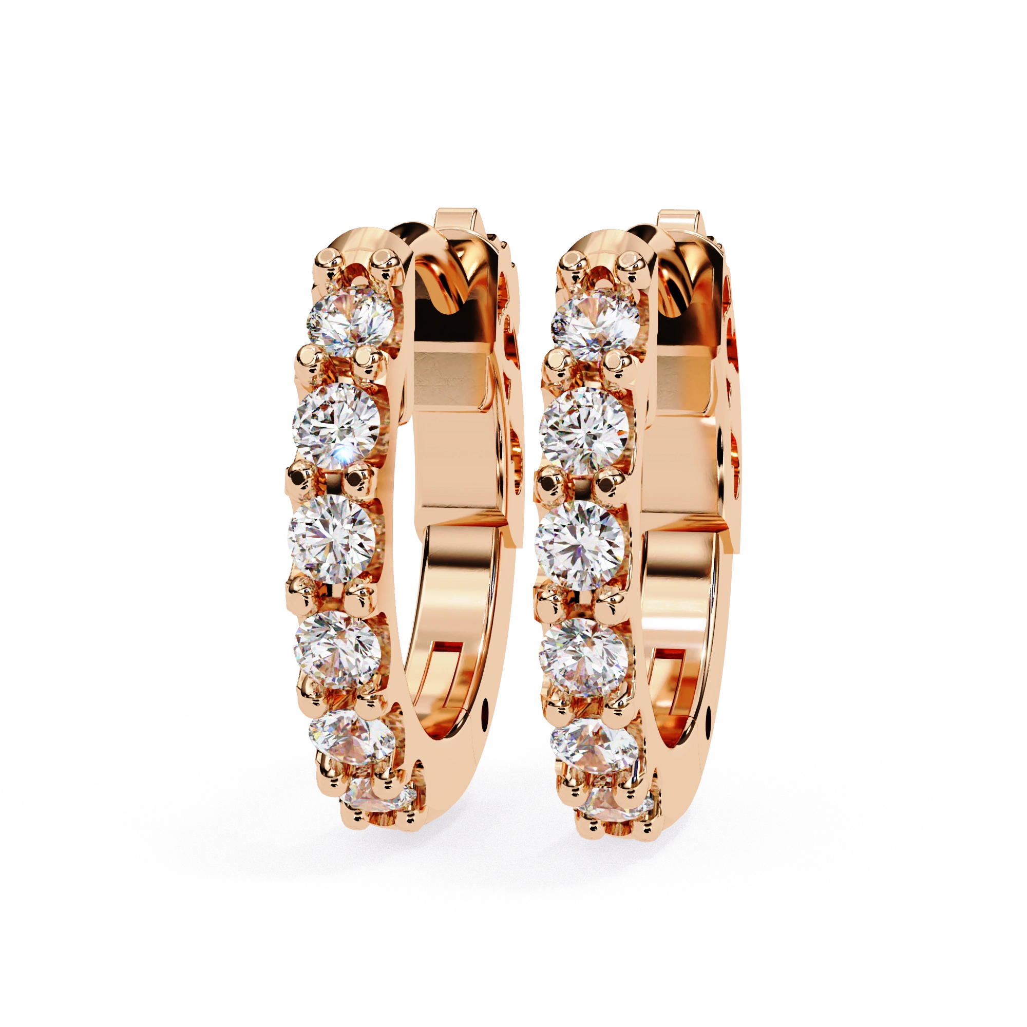 0.40 Ct Diamond Huggie Hoop Earrings for Women 18K Rose Gold Natural Diamond