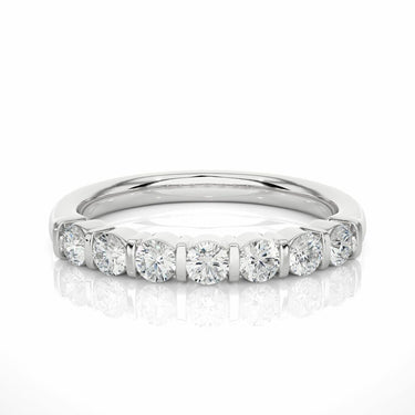 0.50 Ct Round Cut Bar Set Lab Diamond Half Eternity Wedding Band In White Gold