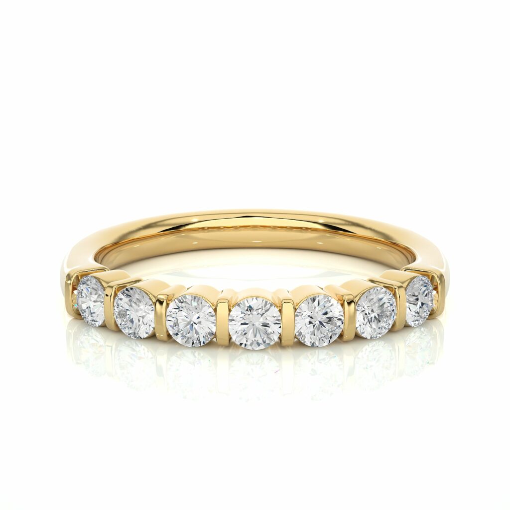 0.50 Ct Round Cut Bar Set Lab Diamond Half Eternity Wedding Band In White Gold Yellow