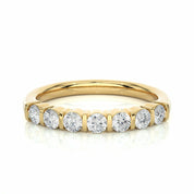 0.50 Ct Round Cut Bar Setting 7 Stone Diamond Wedding Band In Rose Gold Yellow