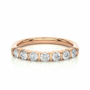 0.50 Ct Round Cut Bar Setting 7 Stone Diamond Wedding Band In Rose Gold Rose