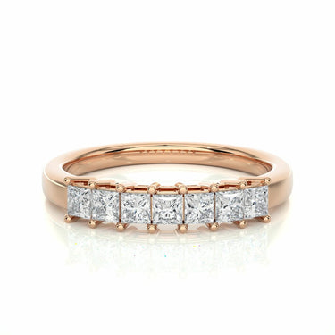 0.50 Ct Princess Cut 7 Stone Diamond Wedding Band In Rose Gold