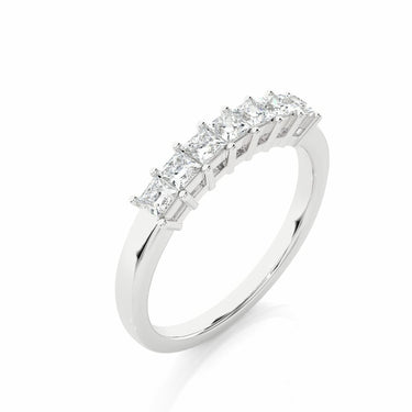 0.50 Ct Princess Cut 7 Stone Diamond Wedding Band In White Gold