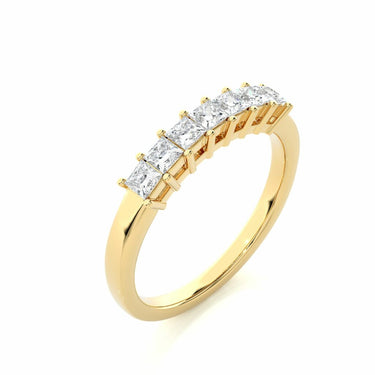 0.50 Ct Princess Cut 7 Stone Diamond Wedding Band In Yellow Gold