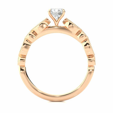 0.50 Ct Round Cut Beads Setting Diamond Engagement Ring In Rose Gold