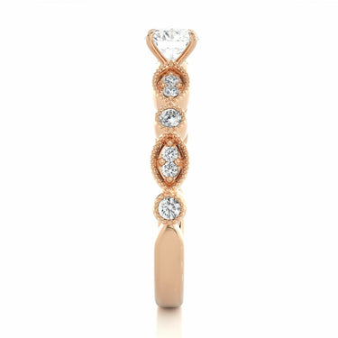 0.50 Ct Round Cut Beads Setting Diamond Engagement Ring In Rose Gold