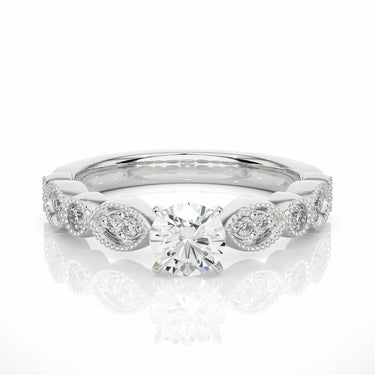 0.50 Ct Round Cut Beads Setting Diamond Engagement Ring In White Gold