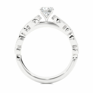 1.10 Ct Round Cut Lab Diamond Beads Set Engagement Ring in White Gold