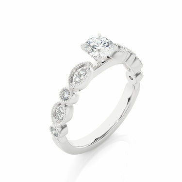 Bague de fiançailles sertie de perles de diamant de laboratoire taille ronde de 1,10 ct en or blanc 