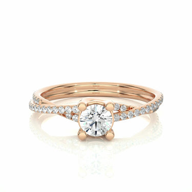 0.50 Ct Criss Cross Solitaire Diamond Engagement Ring in Rose Gold