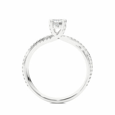 Bague de fiançailles diamant de laboratoire croisé de forme ronde de 0,90 ct en or blanc 