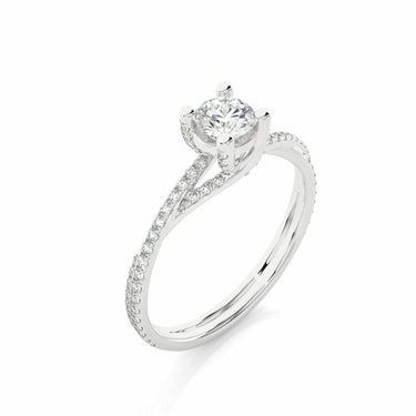 0.90 Ct Round Shaped Criss Cross Lab Diamond Engagement Ring in White Gold