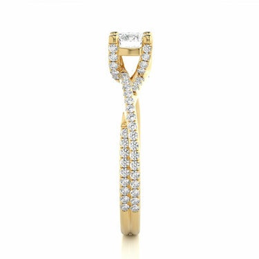 0.50 Ct Round Criss Cross Diamond Ring With Accents in Yellow Gold